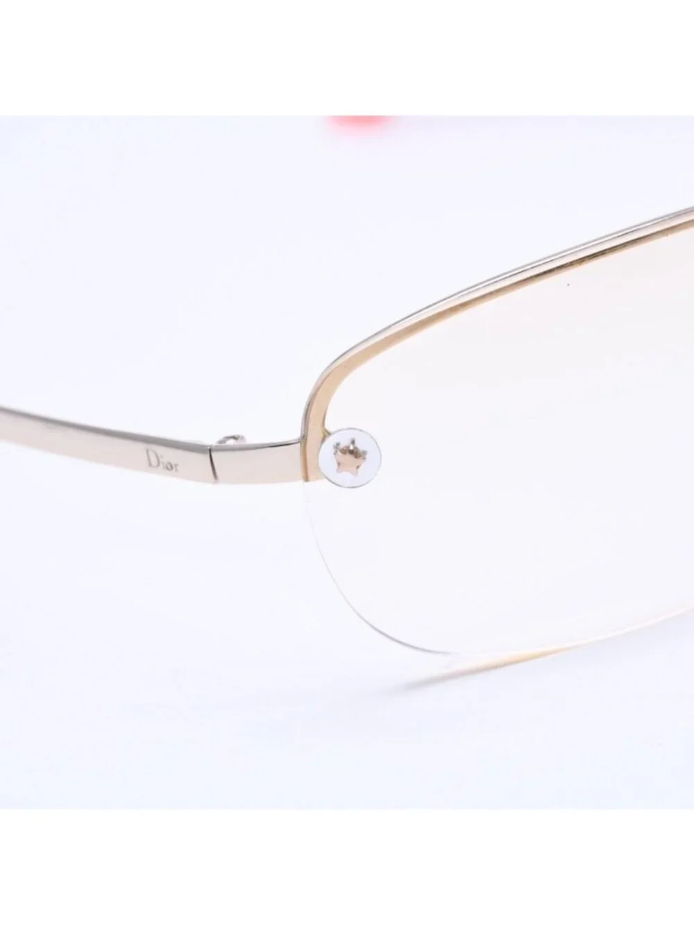 Dior Adiorable 5 Half Rim Sunglasses Silver Yellow Eyewear